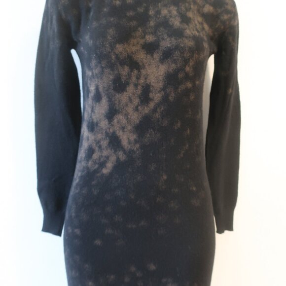 Womens Krizia Maglia Wool Angora Black Brown Tie Dye Midi Sweater Dress 40 US/XS - Picture 10 of 16